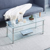 3 Tiers Clear Tempered Glass Coffee Table with Storage Shelves Stainless Steel