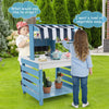 Kids Mud Kitchen Outdoor Wood Kitchen Playset Double-Sided Pretend Play Kitchen