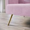 Modern Luxury Velvet Sofa Bed Pink 3 Seater Nonwoven Contrast Gold Metal Legs