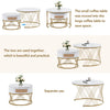 Nesting Coffee Table Set of 2 Living Room Marble Look Side End Table with Drawer