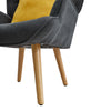 Fabric Armchair Buttoned High Back Upholstered Accent Chair w/Footstool&Pillow