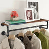 Industrial Pipe Clothes Rack Rail Closet Wall Hanging Rod Bar with Shelf