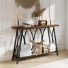 Narrow Console Table, Industrial 2-Tier Sofa Table with Shelf, Rustic Brown