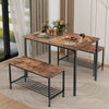Modern Dining Table and Chairs Set 2/4 Seats Metal Frame Kitchen Home Grey/Brown