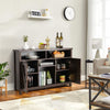 Buffet Storage Cabinet Farmhouse Sideboard w/9-Bottle Wine Rack Brown