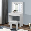 Modern White Dressing With Two Drawers Mirror Lights Makeup Desk Vanity Set