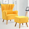 Velvet Scalloped Armchair High Wing Back Chair Footstool Ottoman Stool Fireside