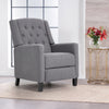 Grey Single Sofa Chair, 140° Reclining Backrest Lounge Armchair with Wooden Legs