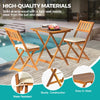 3PCS Wooden Folding Bistro Set Acacia Wood Table Chair w/ Cushions Outdoor Patio