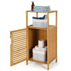 Costway 2-Tier Bamboo Bathroom Storage Cabinet Floor Cabinet w/ Single Door