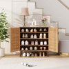 Entryway Freestanding Storage Cabinet 4-Tier Shoe Rackw/Shelves-Teak