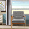 Retro Single Sofa Armchair Wing Back Wood Frame Padded Cushion Linen Fabric Home