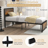 Single Size Bed Frame Heavy-duty Industrial Metal Platform Bed w/High Headboard