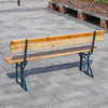 Outdoor Wooden Folding Beer Table Bench Set Trestle Garden Steel Leg w/ Backrest