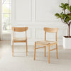 Bonnie Oak and Veneer Wooden Scandi Dining Chair with Rope Seat Set of 2 Klismos
