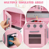 Toddlers Wooden Pretend Play Kitchen Chef Toy Kitchen w/ Microwave-Pink