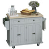 Rolling Kitchen Island Cart with Rubber Wood Top, Spices Grey