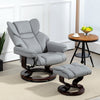 Swivel Recliner Chair with Footstool, PU Leather Manual Recliner Armchair, Grey