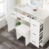 Dressing Table with Drawers, Mirror Stool Set Makeup Desk Vanity Table Bedroom
