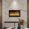 Black Glossy Tempered Glass Panel Electric Fireplace Inset/Wall Mounted/12 Flame