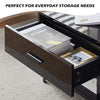 Black High Gloss Coffee Table with Four Storage Rectangular Living Room Modern