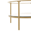 2 Tiers Round Glass Coffee Table Clear Stand with Shelf Rack & Gold Metal Frame