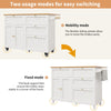 Kitchen Storage Trolley, Rolling Island Cabinet with Drop-Leaf Tabletop, White