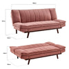 3 Seater Rose Pink Velvet Sofa Bed - Mondaine