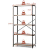 5-Tier Bookshelf Wood Bookcase Home Office Standing Display Rack-Grey