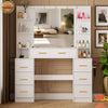 Dressing Table With 11 LED Bulbs Mirror 7 Drawers Large Vanity Table Desk