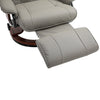 PU Recliner Chair Grey Swivel Armchair Lounge Chair With Footrest & Wooden Base