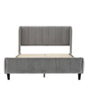 DOUBLE BED FRAME 4FT6 UPHOLSTERED PLATFORM WITH HEADBOARD AND SOLID WOODEN SLATS