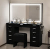 Vanity Dressing Table 11 Drawers Makeup Desk Chair Set with LED Mirror Stool
