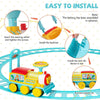 Ride On Train with 16 Pieces Tracks & Storage Box under Seat-Blue