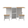 Mobile Drop Leaf Dining Table, Folding Desk with Wheels & 4 Chairs Natural