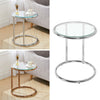 Round Glass Top End Table Living Bedroom Bed Side Sofa Coffee Table Metal Chrome