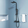 Bathroom Shower Mixer Thermostatic Dual Head Exposed Square Bar Black Shower Set