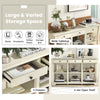 3-Tier Console Table Wooden Sofa Side Table W/ Storage Shelves-White