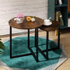 Vintage Round Triangle Nesting Table Set Coffee Table w/ Metal Frame Living Room