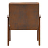 Solid Wooden Frame Distressed Tan Leather Upholstered Armchair Accent Chair