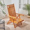 Bamboo Wood Recliner Garden Balcony Sun Lounger Deck Chair Folding Nap Bed Seat