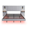 Double Plush Velvet Upholstered Bed Frame 4ft6 with Headboard & LED Lights Grey
