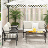 4 pcs Patio Furniture Set Outdoor Wicker Conversation Bistro Set With Cushions