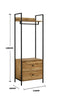 Industrial Open Wardrobe Clothes Rail Storage Unit Hanging Rack 2 Drawers Oak