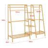 Neo Natural Bamboo Freestanding Open Clothes Rack Rail Storage Shelf Coat Stand