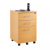 Office Filing Cabinet Pedestal Under Desk Storage Unit 3 Drawers Castors Beech