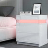 Modern Wooden Finish with Drawers Lift Bedside Table Nightstand RGB LED Light UK