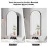 Arched Mirror Cabinet Bathroom Medicine Cabinet Wall Mounted Storage Metal Frame
