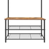 Industrial Coat Rack Stand with 7 Hooks Hangers Shoe Storage Bench Cabinet