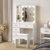 Dressing Table Wood Makeup Desk White with Mirror 5 Drawers Stool Shelf Bedroom